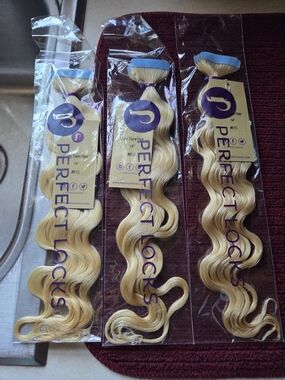 Blonde Tape Hair Extensions - 14" (Light Blonde)  Original Receipt Paid 200